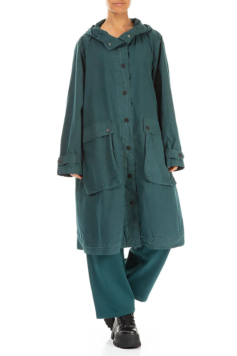 Hooded Peacock Cotton Coat 4