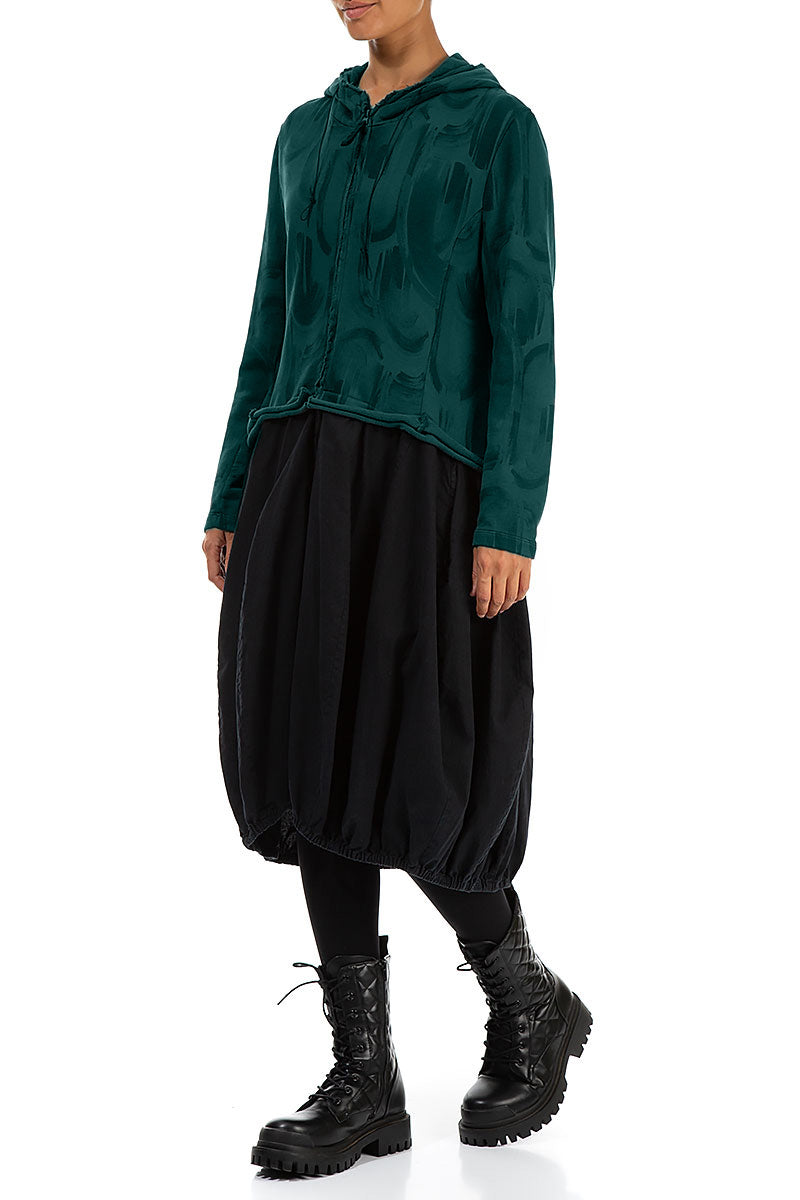 Hooded Peacock Paintwave Cotton Jacket Dress 3
