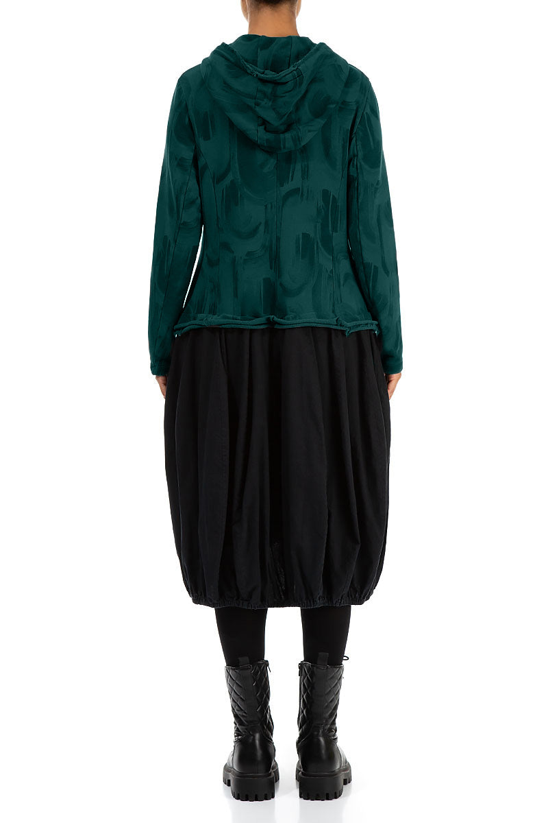 Hooded Peacock Paintwave Cotton Jacket Dress 2