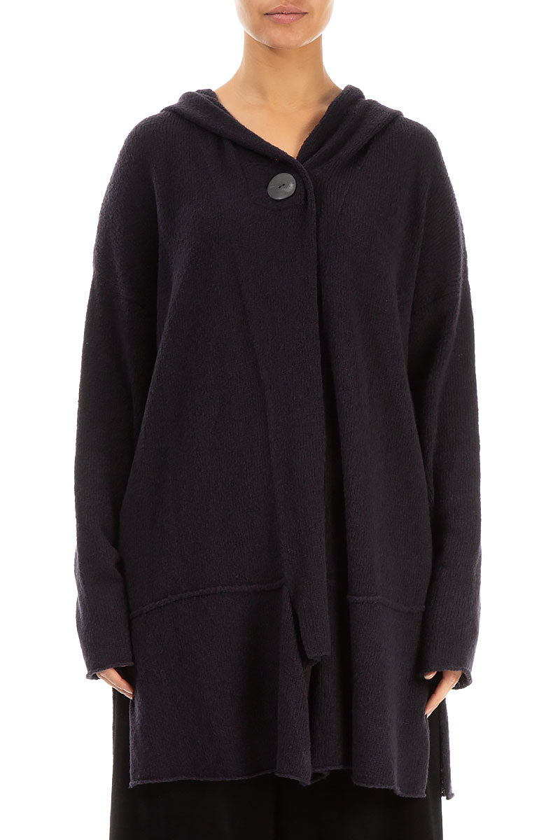 Hooded Purple Wool Cardigan 1