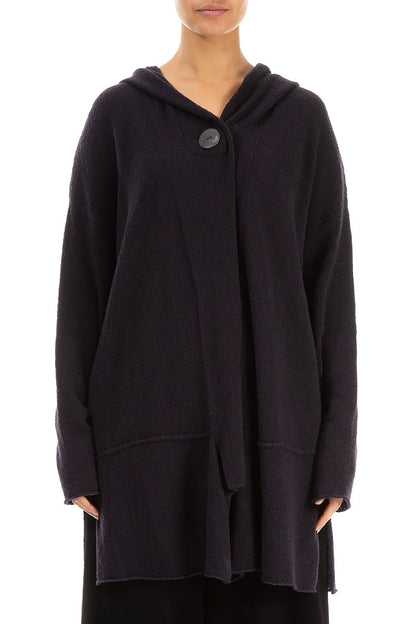 Hooded Purple Wool Cardigan 1