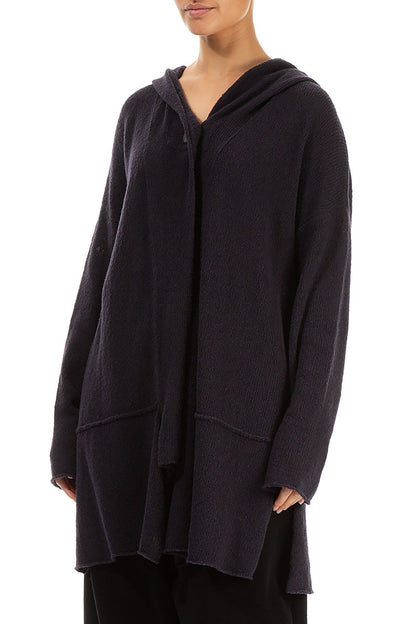 Hooded Purple Wool Cardigan 3