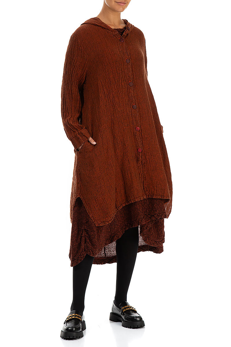 Hooded Saffron Mélange Linen Jacket 4