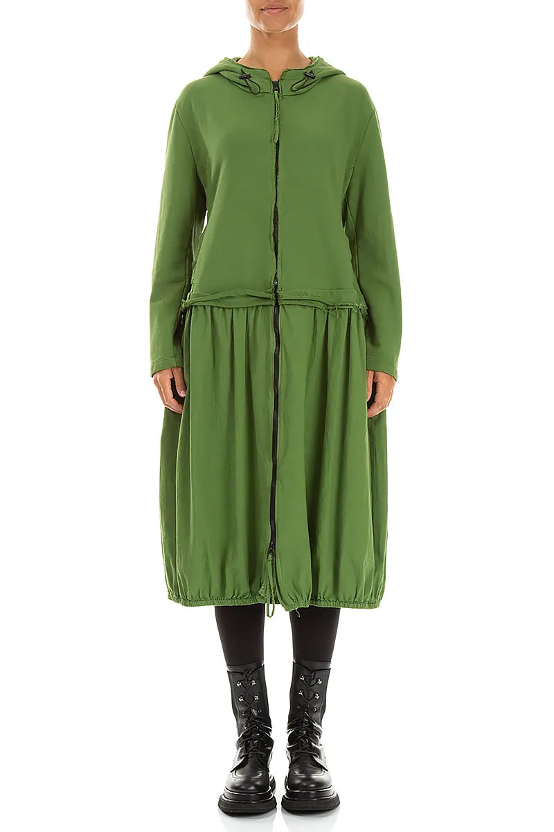 Hooded Shamrock Green Cotton Jacket Dress 1