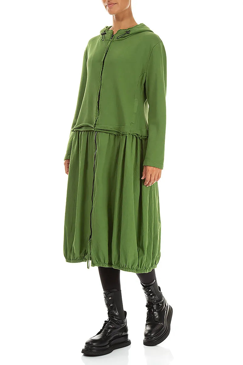 Hooded Shamrock Green Cotton Jacket Dress 3