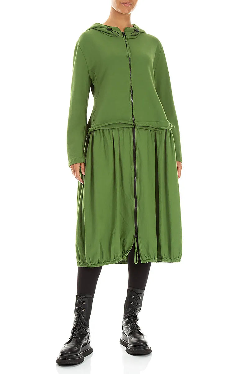 Hooded Shamrock Green Cotton Jacket Dress 4