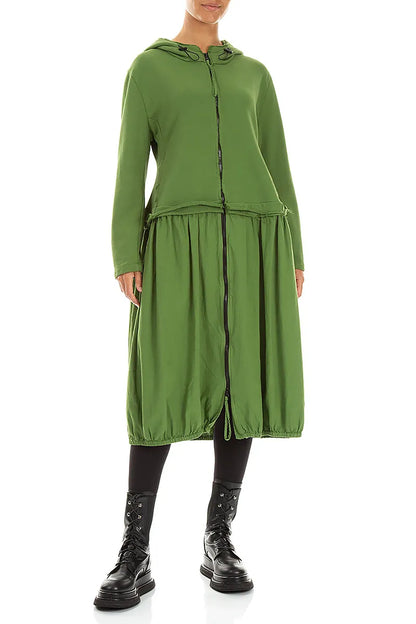 Hooded Shamrock Green Cotton Jacket Dress 4
