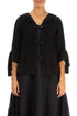 Hooded Short Black Linen Jacket 1