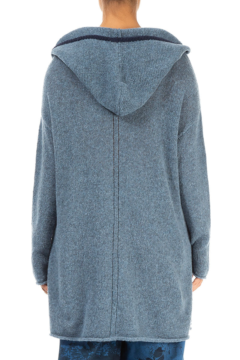 Hooded Sky Blue Wool Sweater