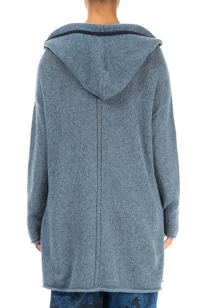 Hooded Sky Blue Wool Sweater