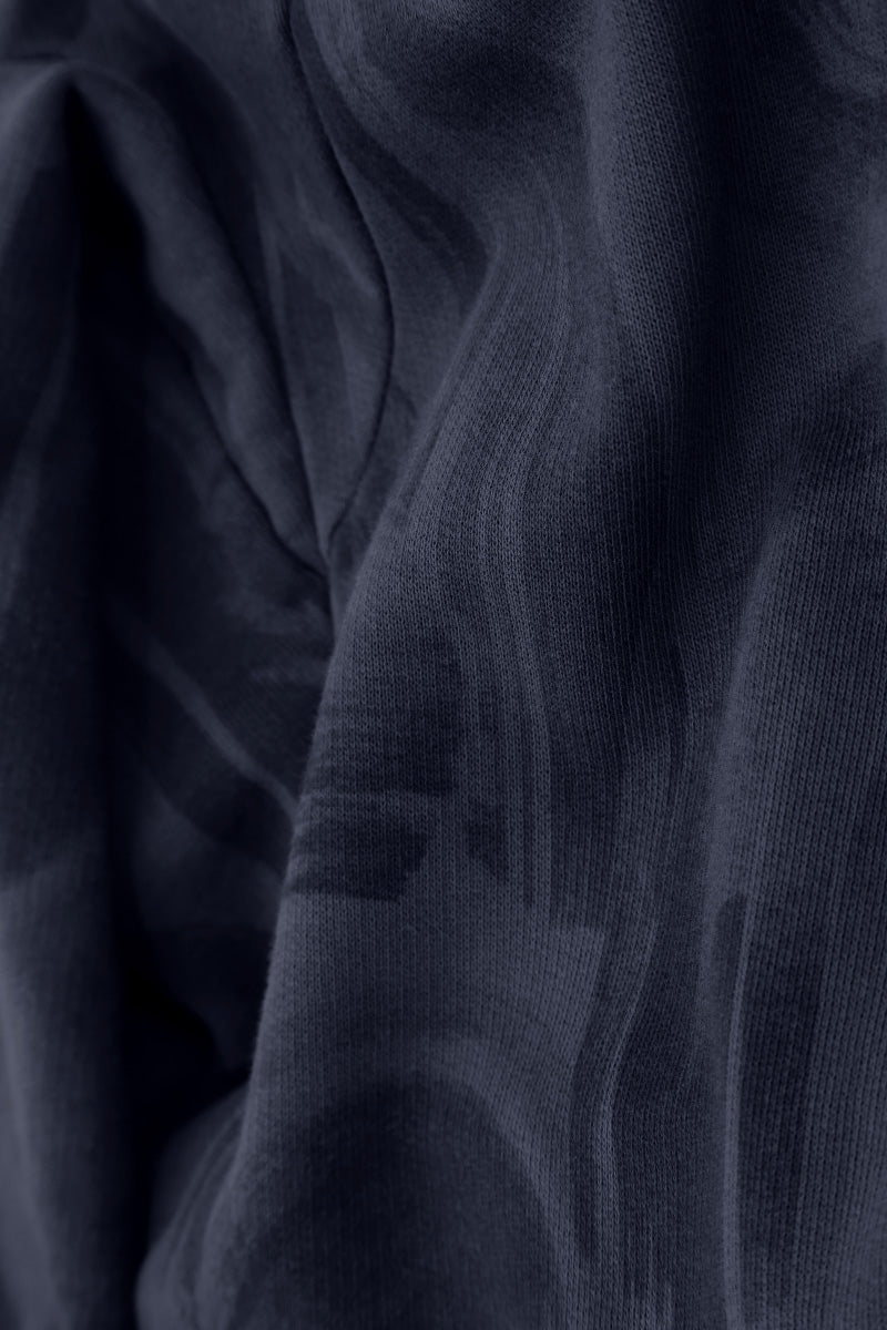 Hooded Slate Blue Paintwave Cotton Jacket Dress 5