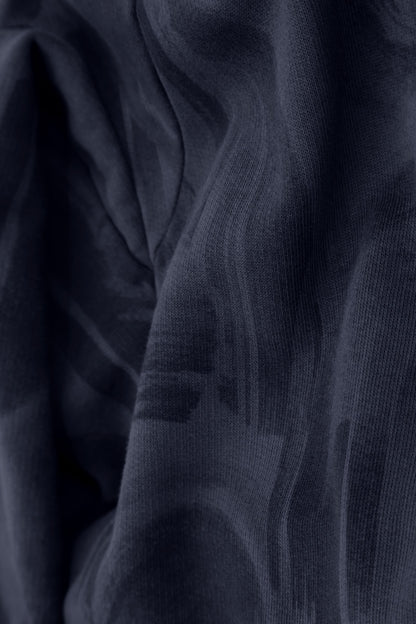 Hooded Slate Blue Paintwave Cotton Jacket Dress 5