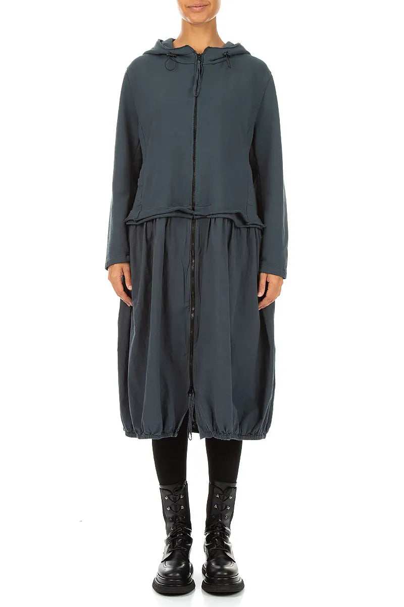 Hooded Slate Cotton Jacket Dress