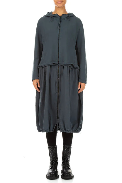 Hooded Slate Cotton Jacket Dress