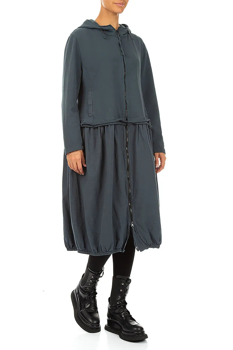 Hooded Slate Cotton Jacket Dress