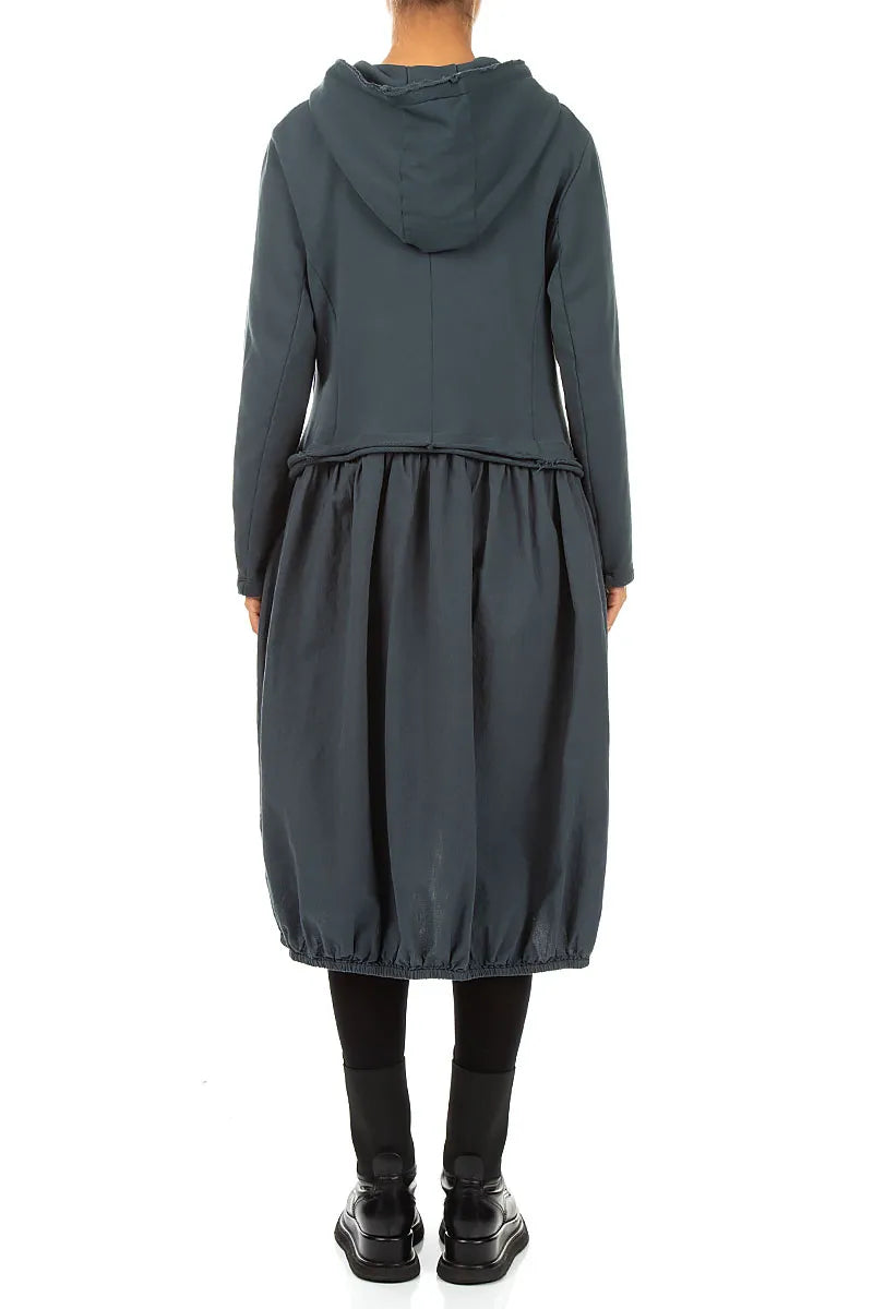 Hooded Slate Cotton Jacket Dress