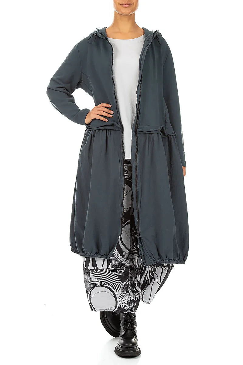Hooded Slate Cotton Jacket Dress