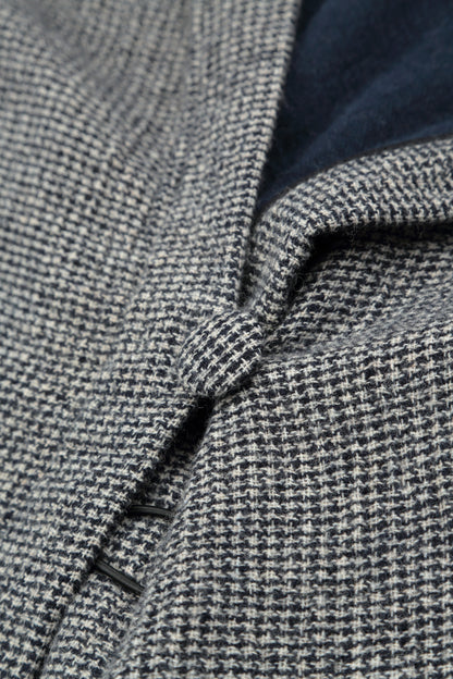 Hooded Grey Houndstooth Wool Coat 5