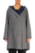 Hooded Grey Houndstooth Wool Coat 1
