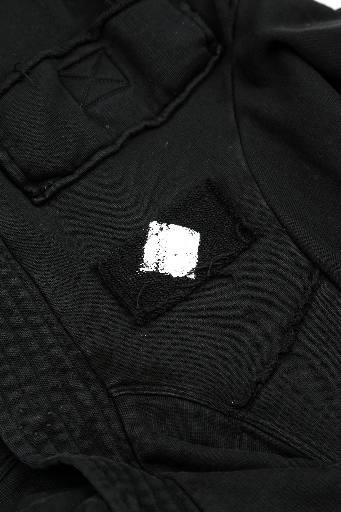 Hooded Three Pockets Black Silver Metallic French Terry Cotton Jacket 7