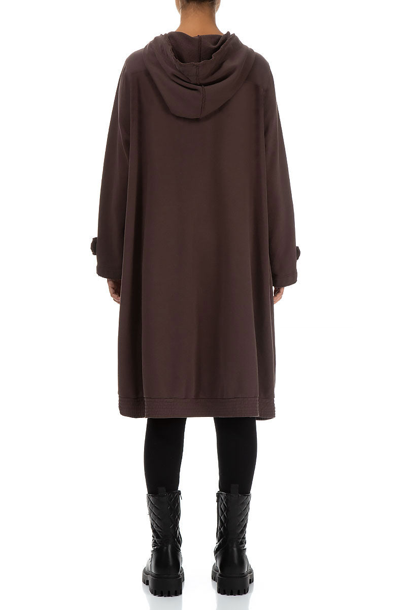 Hooded Three Pockets Pepper Brown Cotton Jacket 2