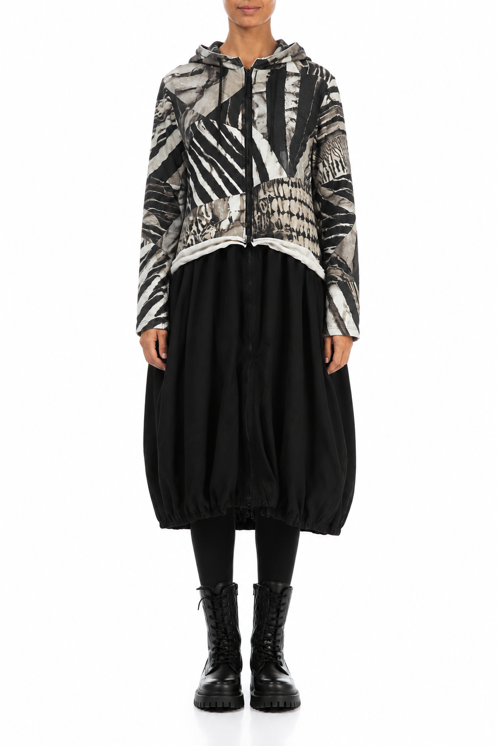 Hooded Wild Ink Cotton Jacket Dress 1