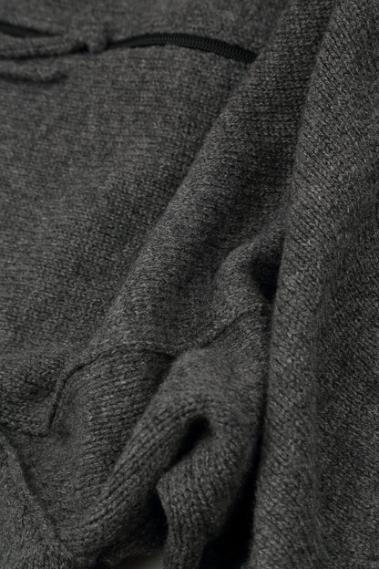 Gilet en Laine mérinos gris à capuche et fermetures éclair