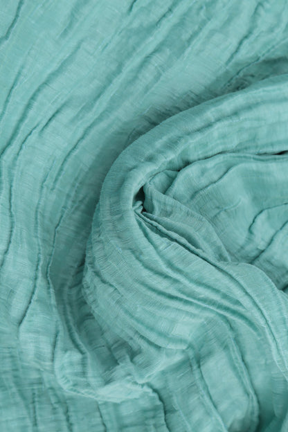 Horizontal Hem Crinkled Mint Silk Linen Blouse 5
