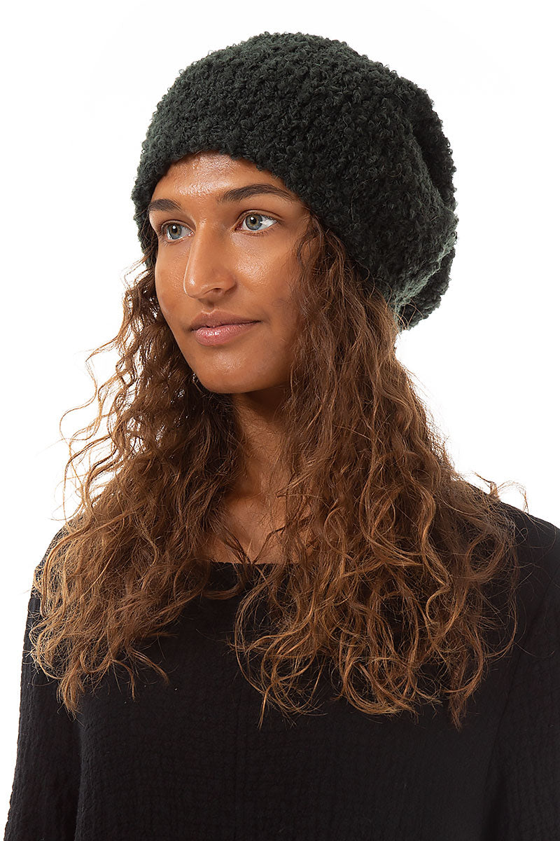 Khaki Green Alpaca Wool Beanie Hat