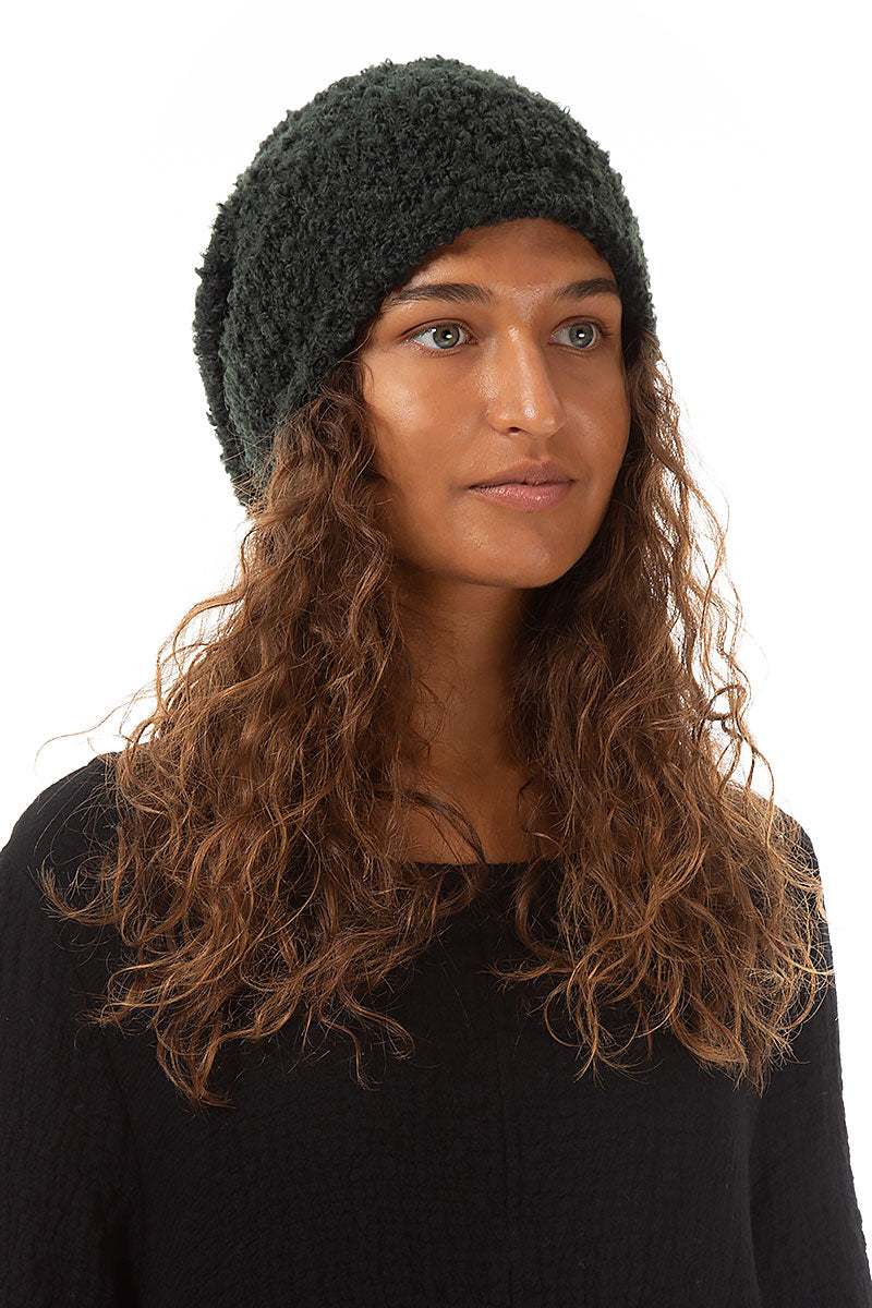 Khaki Green Alpaca Wool Beanie Hat