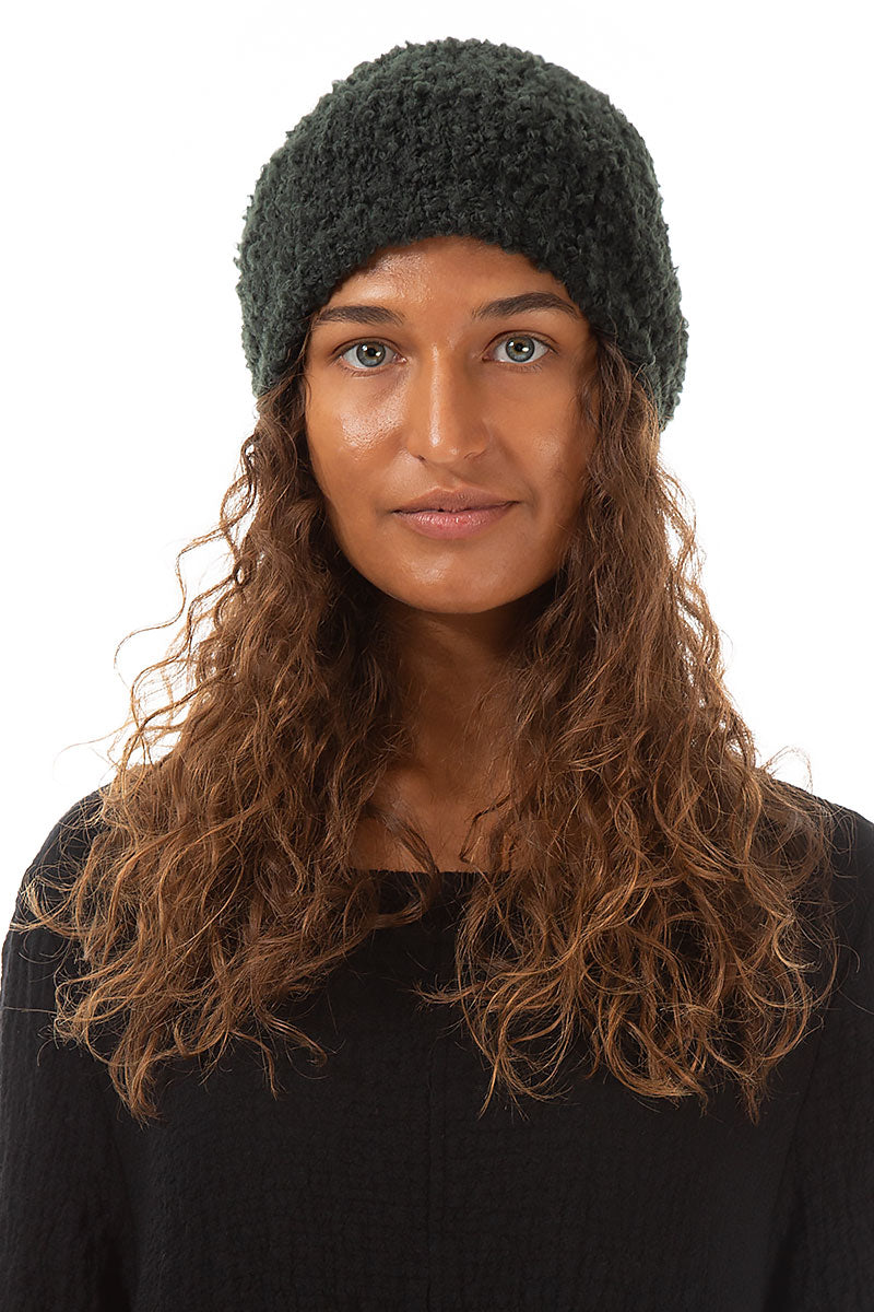 Khaki Green Alpaca Wool Beanie Hat