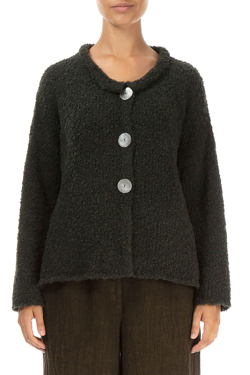 Khaki Green Alpaca Wool Cardigan