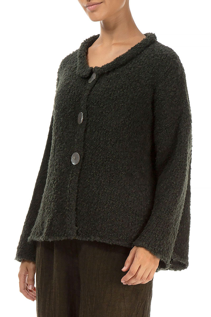 Khaki Green Alpaca Wool Cardigan