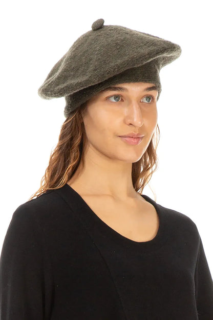 Khaki Knitted Wool Beret 3