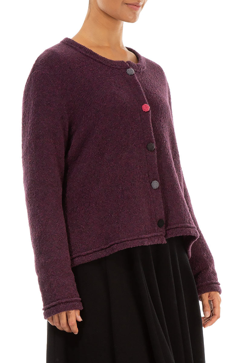 Knitted Buttons Mulberry Wool Cardigan