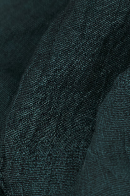 Flared Deep Turquoise Mélange Linen Midi Dress