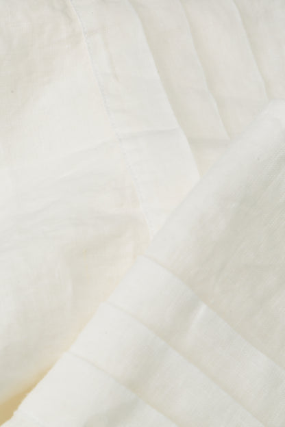 Tiered Hem Off White Linen Skirt