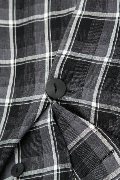 Checkered Dark Grey Linen Jacket