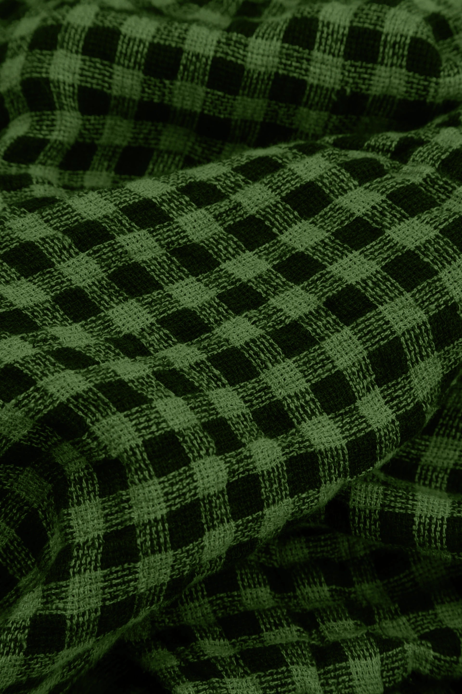 Loose Shamrock Green Check Linen Shirt