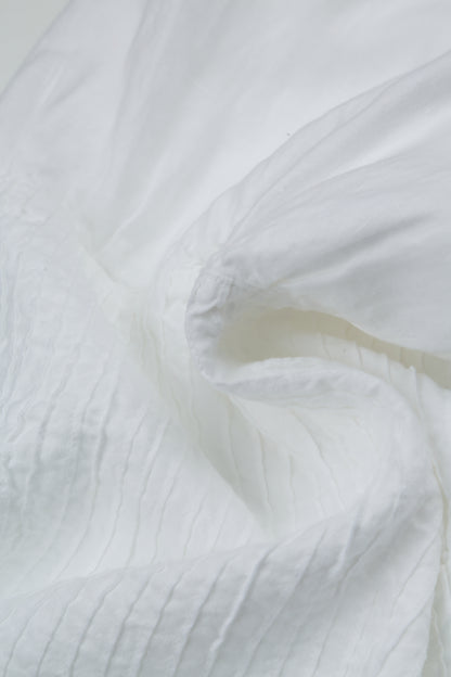 Sleeveless White Pintuck Linen Dress