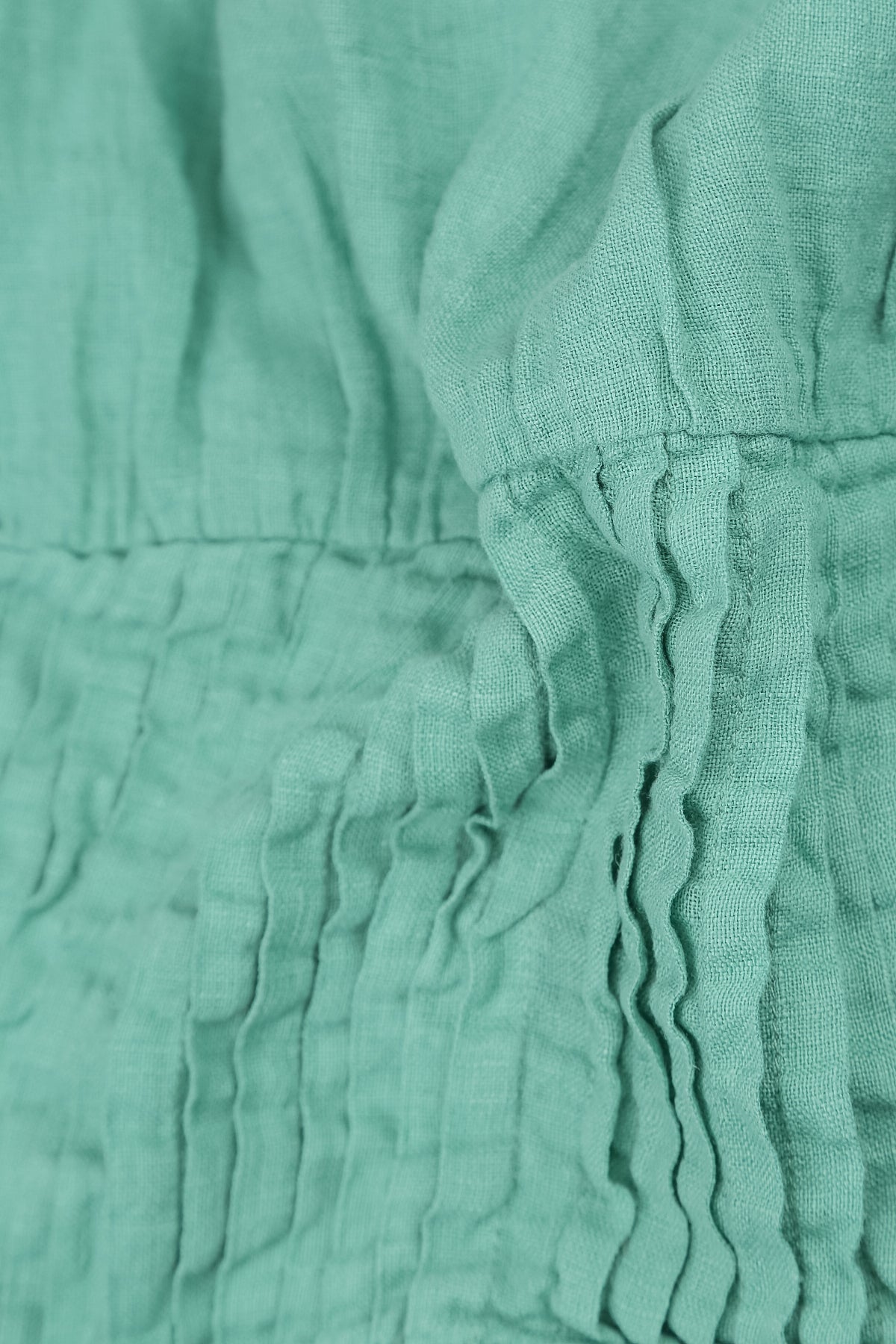 Sleeveless Mint Pintuck Linen Dress