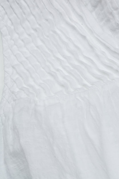 Robe midi en gaze de lin blanc à manches courtes