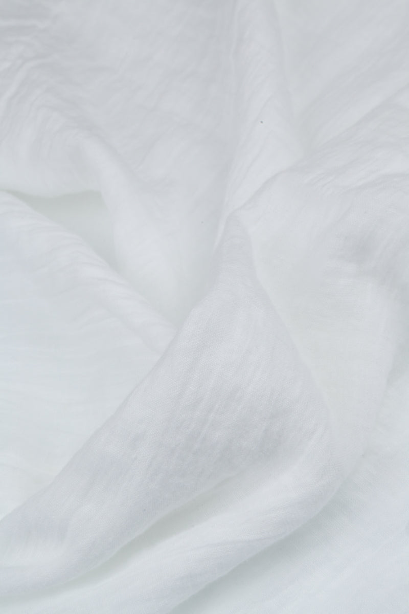 Robe midi en gaze de lin blanc à manches courtes