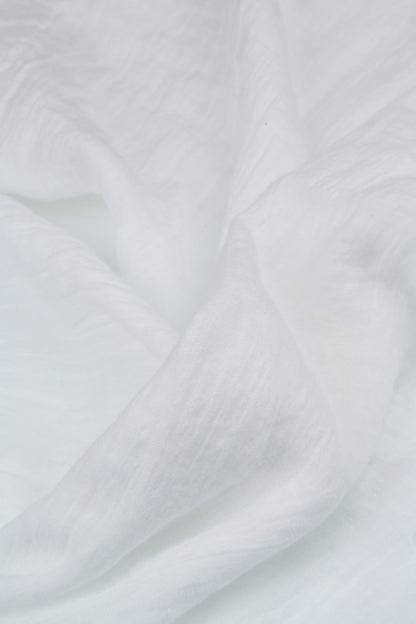 Robe midi en gaze de lin blanc à manches courtes