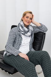 Large Check White Gauze Linen Scarf 5