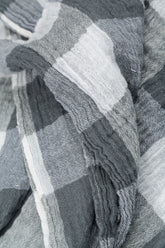 Large Check White Gauze Linen Scarf 4
