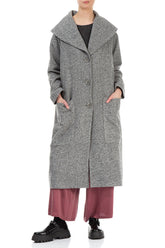 Large Collar Soft Grey Wool Coat 5