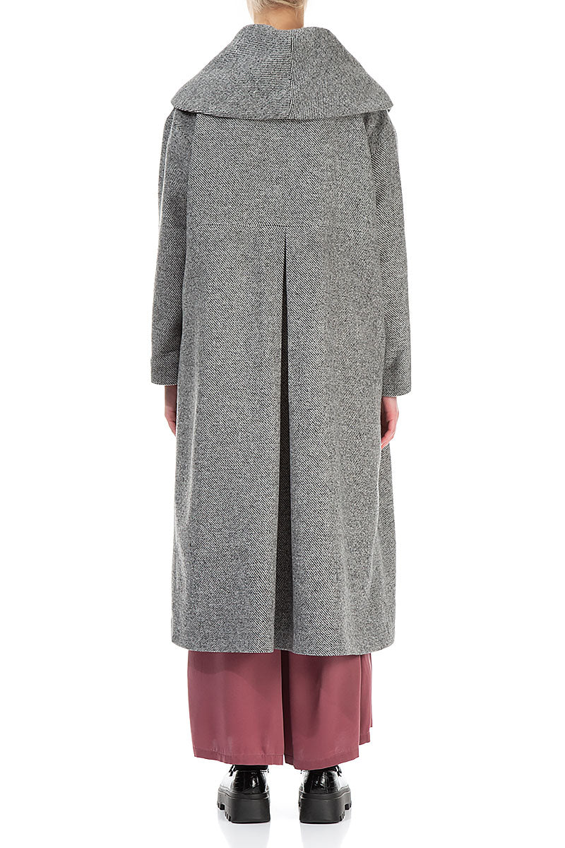 Large Collar Soft Grey Wool Coat 2