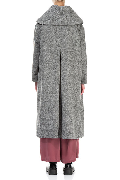 Large Collar Soft Grey Wool Coat 2
