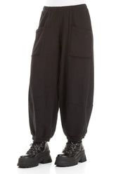 Large Pockets Black Cotton Trousers 3
